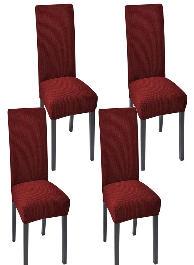 Aertiavty Chair Covers for Dining Room Set of 4 Kitchen Chair Seat Covers, Dining Room Chair Covers Chair Slipcover Parsons Chair Covers, Burgundy Red - Image 1